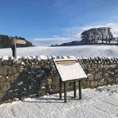 Harbottle Castle in the snow Dog friendly country pub in Northumberland - Harbottle - Harbottle Castle snow - Northumberland National Park