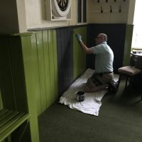 Paining the panelling Dog friendly country pub in Northumberland - Harbottle - Harbottle Village - Northumberland National Park
